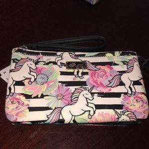 Betsey Johnson unicorn wristlet